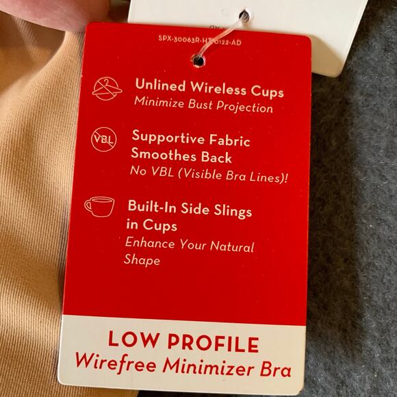 NWT Spanx Low Profile Wirefree Wireless Minimizer Bra Champagne Beige 36C - Picture 8 of 8